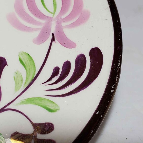 Gray's Pottery Trinket Box Pink Flowers Vintage - Picture 4 of 10